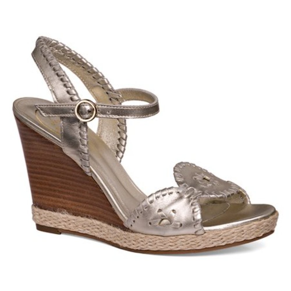 Jack Rogers Clare Strap Wedges (Platinum)